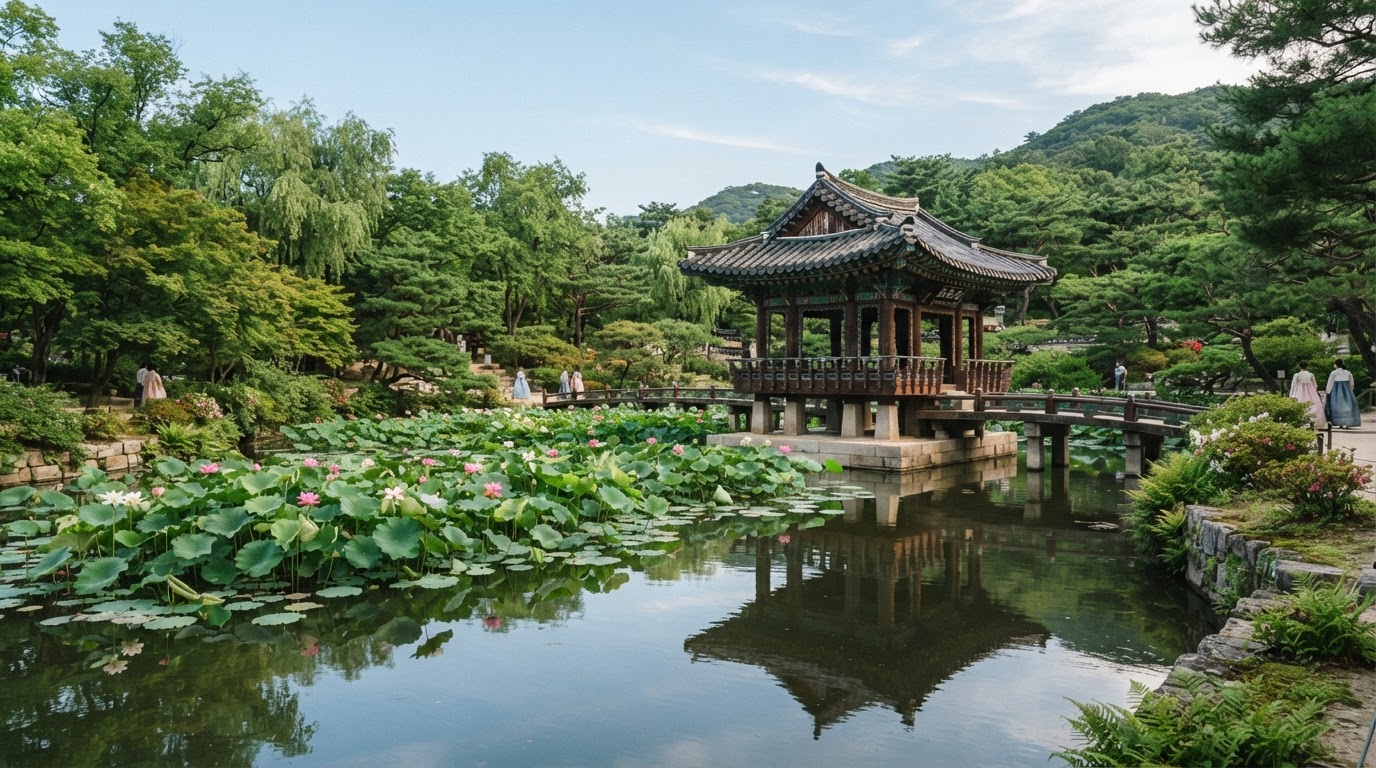 남산숲정원 전통 연못 정자